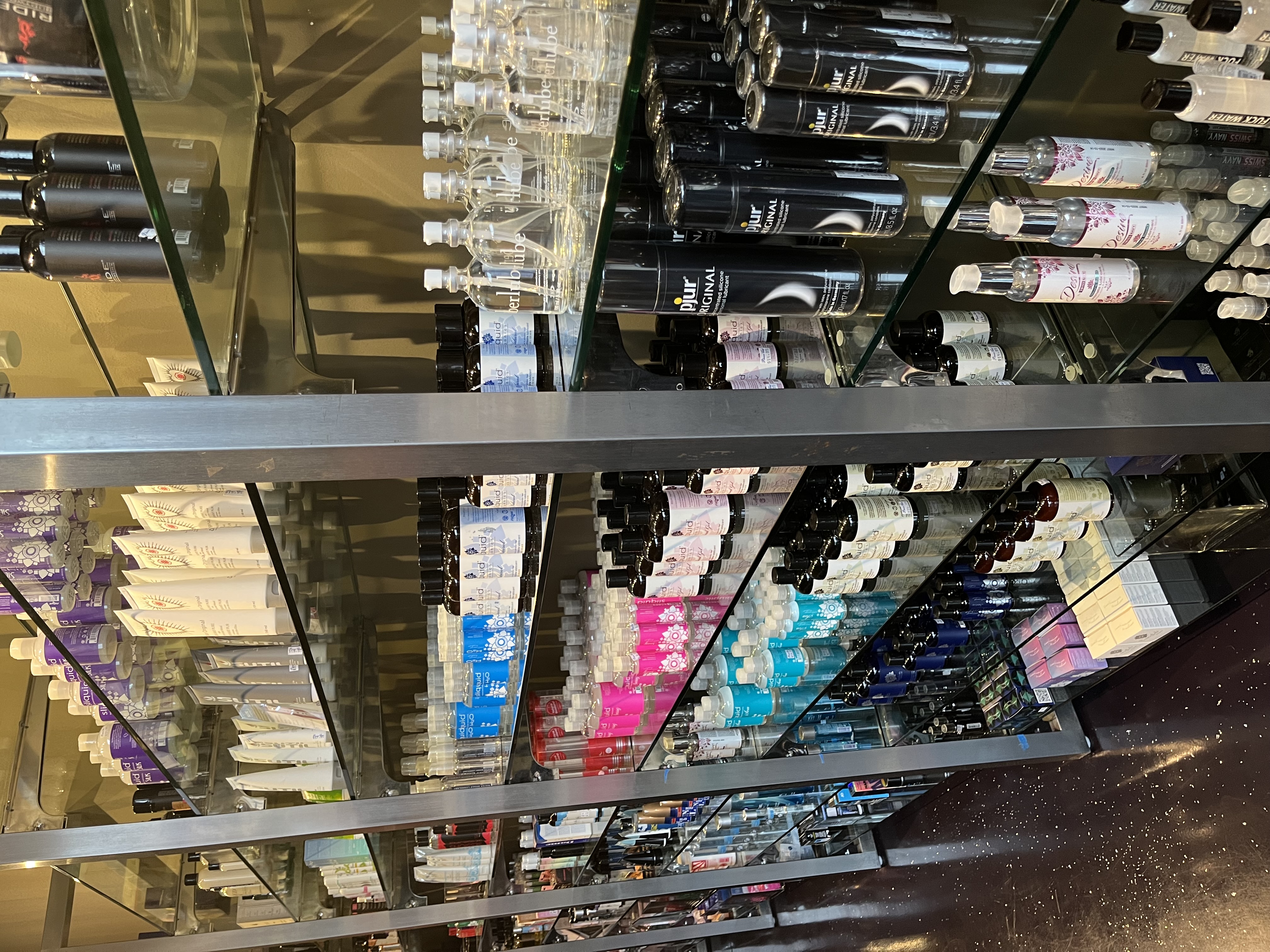 Lube shelves at Pleasure Chest Chicago Wicker Park location