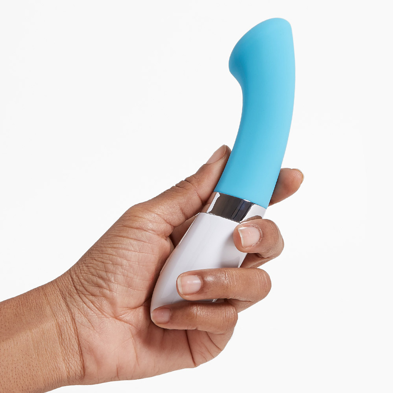 The 'Lelo Gigi 2' turquoise toy held in hand
