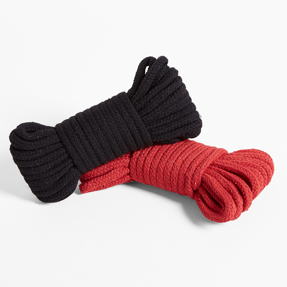 Japanese Style Bondage Rope in black and red colorways