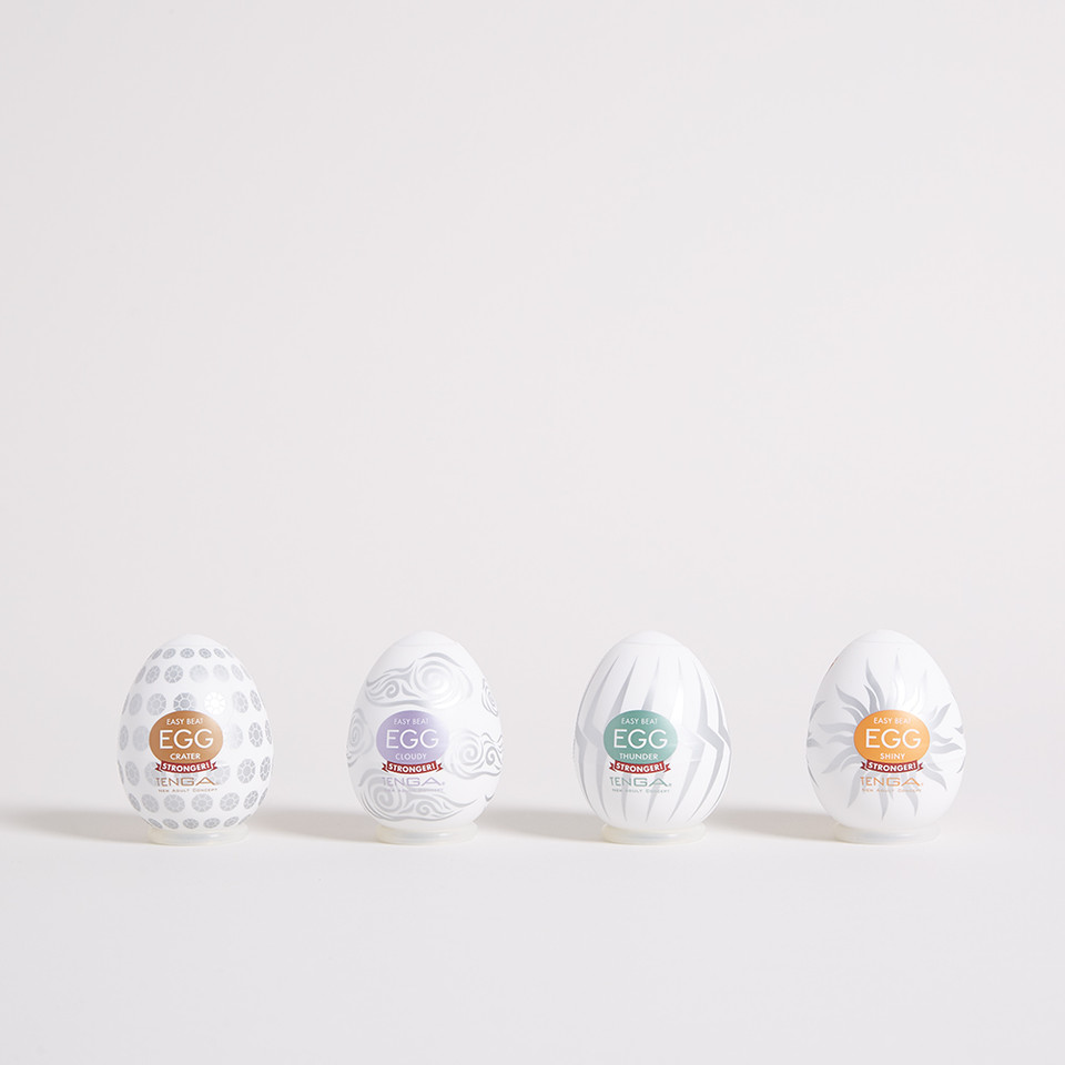 Tenga Egg Hardboiled Edition product lined up in a row
